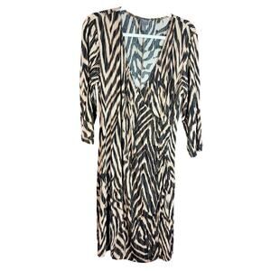 Chicos Travelers Leopard Print Slinky Faux Wrap Midi Dress Womens Size 2 L 12/14